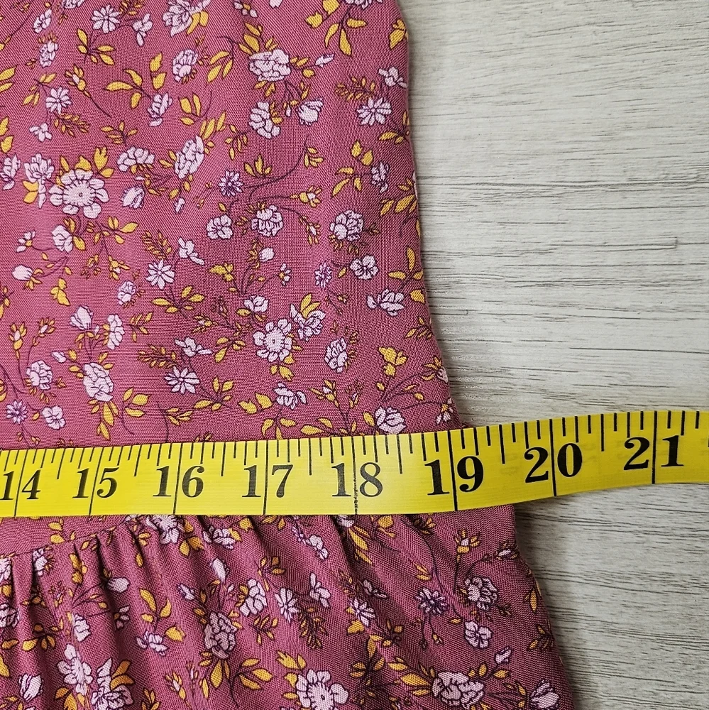 Girls Sundress Floral Pink Tiered Size 16 Boho Summer Dress Adjustable Straps - Picture 14 of 15